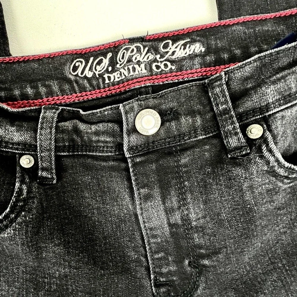 U.S. Polo Assn. Denim Co. Black Denim Skinny Jeans Mid-Rise Stretch Size 8 Short - Picture 4 of 12